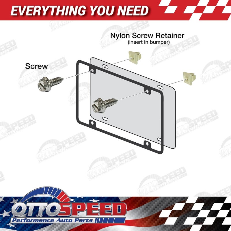 OttoSpeed License Plate Screw Kit - Stainless, OEM Style Fasteners with Nylon Screw Retainers for Mounting Front and Back License Plates on Cars, SUVs, Trucks - Rustproof, Self Tapping Bolts (Stainless Steel) - Image 4